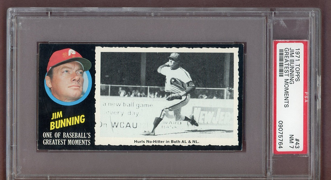 1971 Topps Baseball Greatest Moments # 43 Jim Bunning Phillies PSA 7 NM 563933