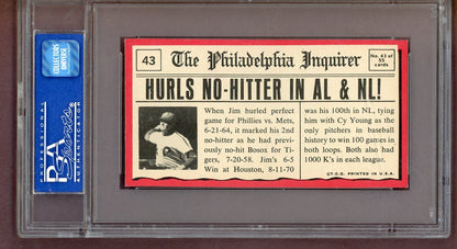1971 Topps Baseball Greatest Moments # 43 Jim Bunning Phillies PSA 7 NM 563933