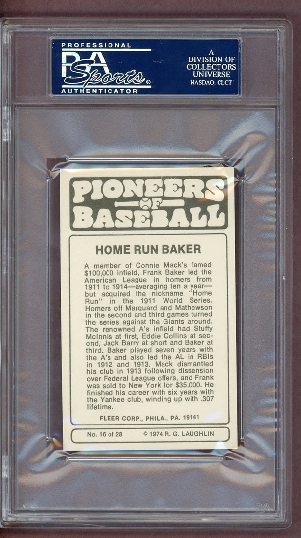 1975 Fleer Pioneers Of Baseball # 16 Frank Baker A's PSA 10 GEM MINT 563934