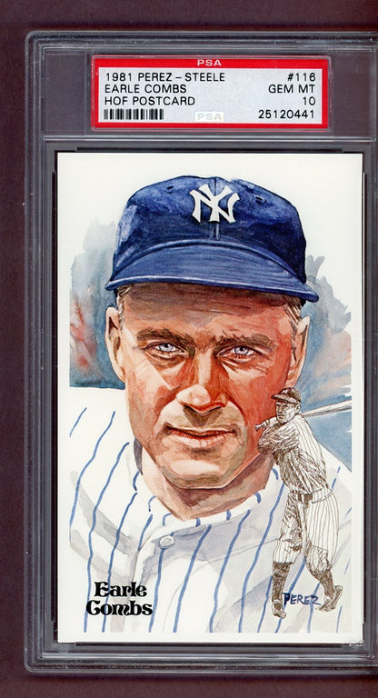 1981 Perez Steele #116 Earle Combs Yankees PSA 10 GEM MINT 563947