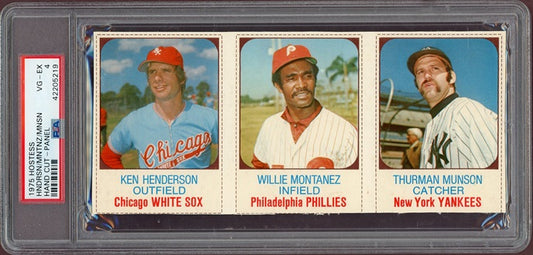 1975 Hostess Panel #136/137/138 Thurman Munson Yankees PSA 4 VG-EX 563949