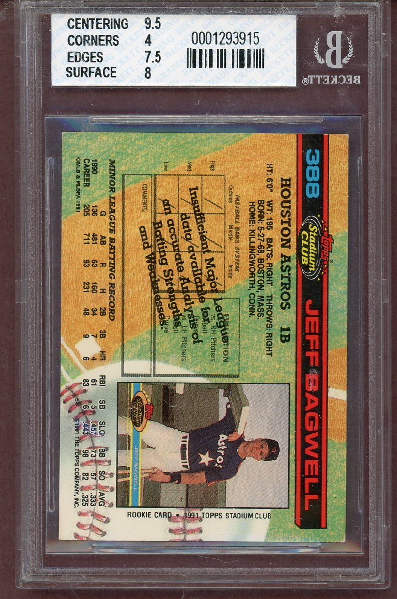 1991 Stadium Club #388 Jeff Bagwell Astros BVG 5 EX 563969