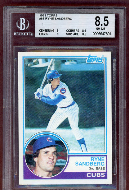 1983 Topps #083 Ryne Sandberg Cubs BVG 8.5 NM/MT+ 563971