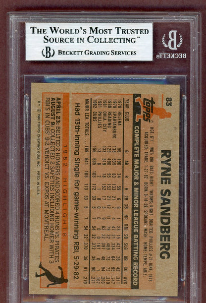 1983 Topps #083 Ryne Sandberg Cubs BVG 8.5 NM/MT+ 563971