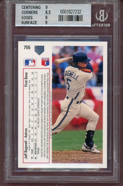 1991 Upper Deck #755 Jeff Bagwell Astros BVG 9 MINT 563973