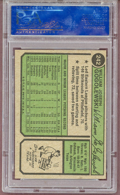 1974 TOPPS #242 BILL GOGOLEWSKI RANGERS PSA 9 MINT 563977