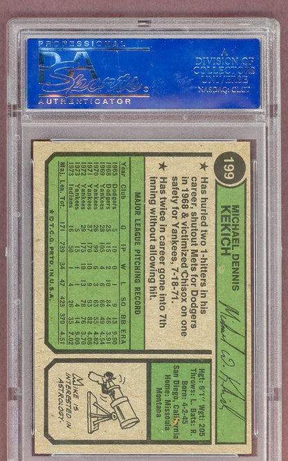 1974 TOPPS #199 MIKE KEKICH INDIANS PSA 8 NM-MT 563980