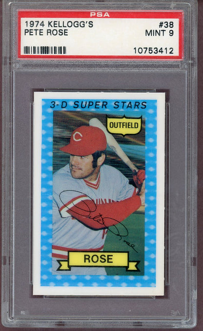 1974 KELLOGG'S #038 PETE ROSE REDS PSA 9 MINT 563981