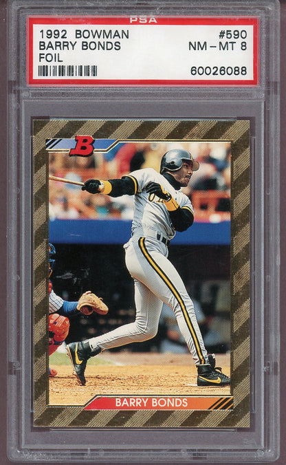 1992 BOWMAN #590 BARRY BONDS FOIL PIRATES PSA 8 NM-MT 563982