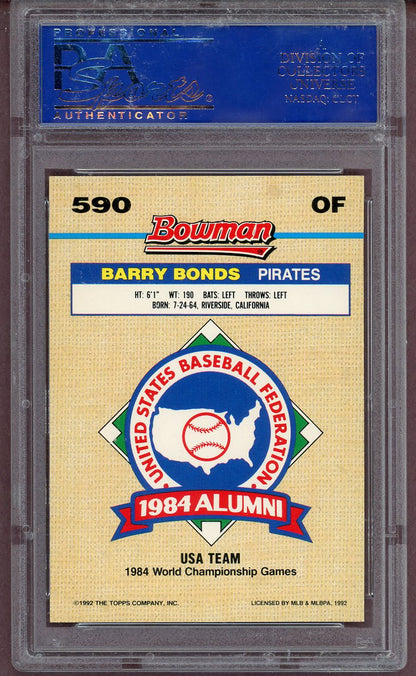 1992 BOWMAN #590 BARRY BONDS FOIL PIRATES PSA 8 NM-MT 563982