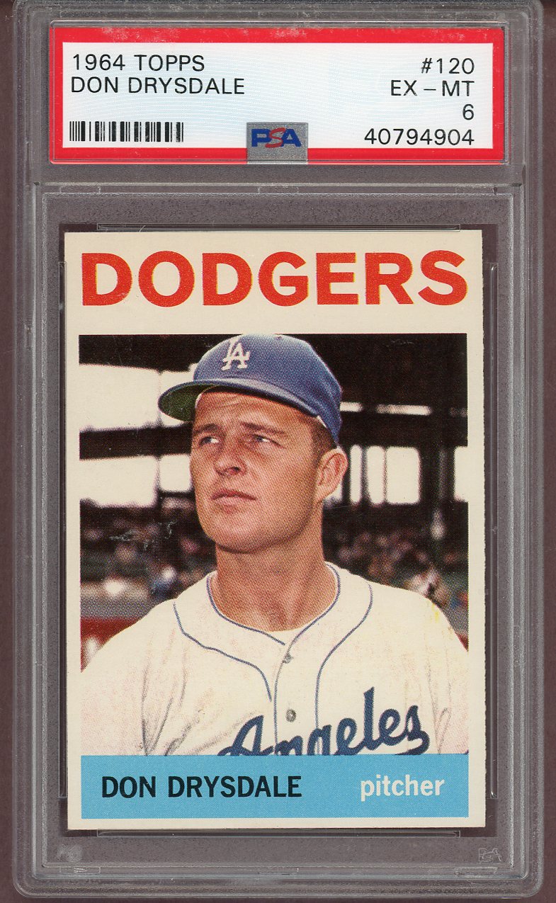 1964 TOPPS #120 DON DRYSDALE DODGERS PSA 6 EX-MT 563986