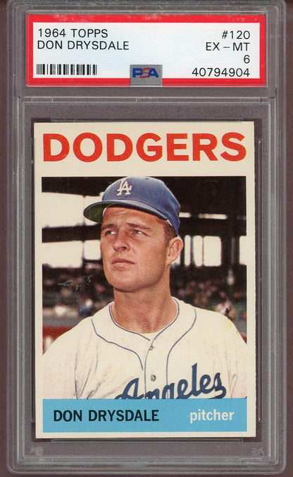 1964 TOPPS #120 DON DRYSDALE DODGERS PSA 6 EX-MT 563986