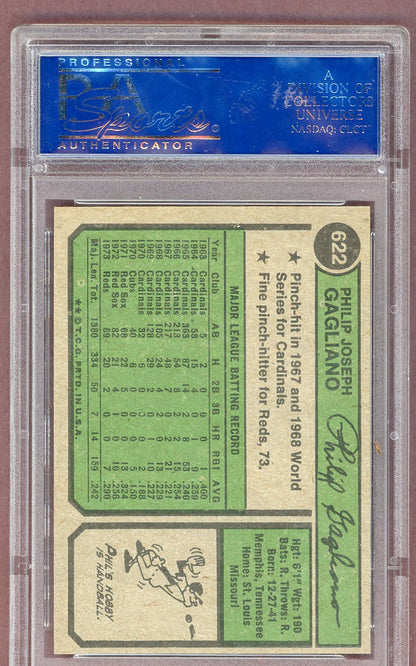 1974 TOPPS #622 PHIL GAGLIANO REDS PSA 9 MINT 563987