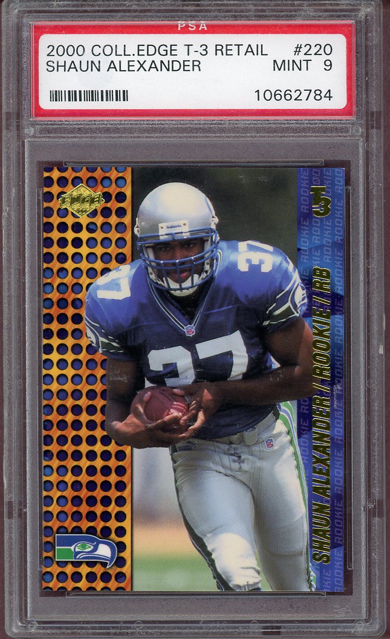 2000 COLL.EDGE T-3 RETAIL #220 SHAUN ALEXANDER PSA 9 MINT 563989