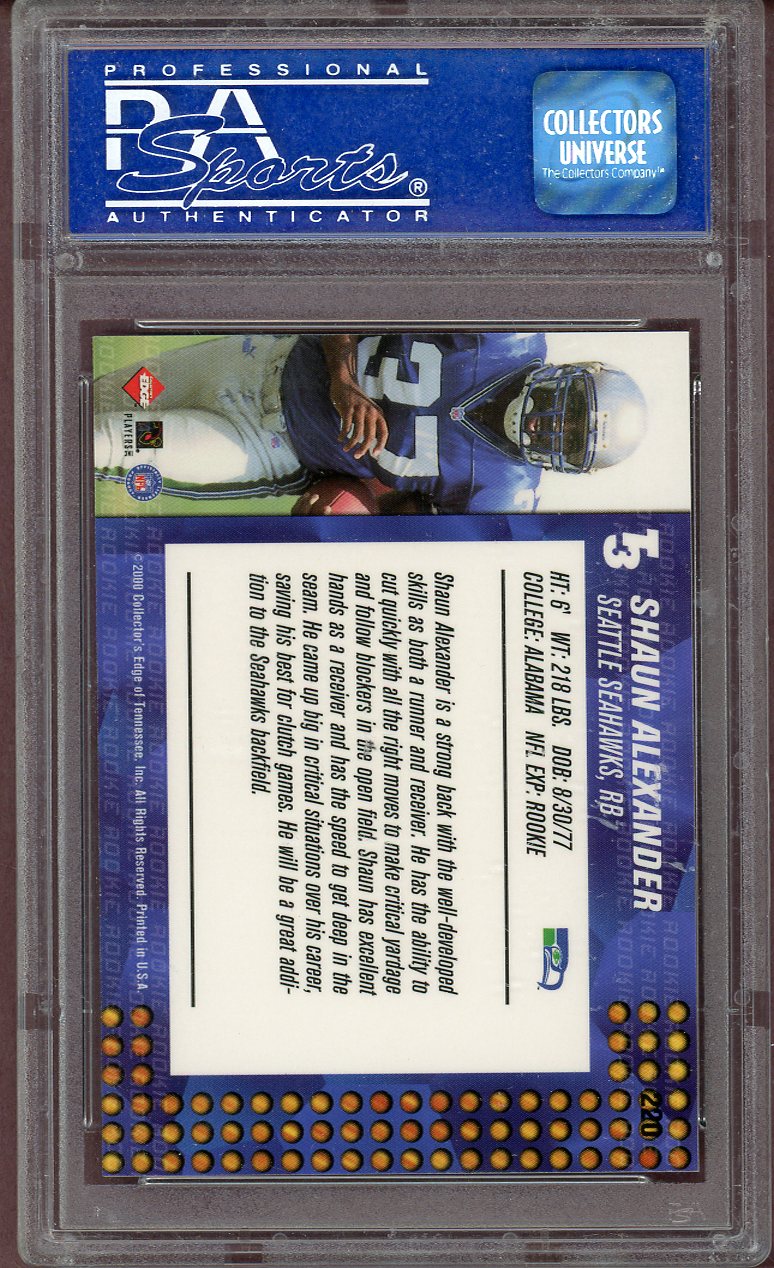 2000 COLL.EDGE T-3 RETAIL #220 SHAUN ALEXANDER PSA 9 MINT 563989