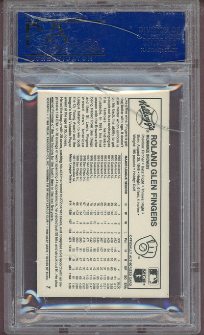 1982 KELLOGG'S #007 ROLLIE FINGERS BREWERS (CRACKED SLAB) PSA 9 MINT 563990