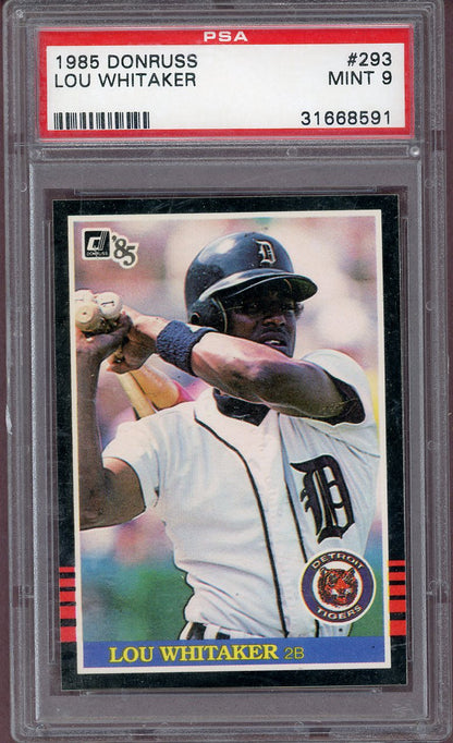 1985 DONRUSS #293 LOU WHITAKER TIGERS PSA 9 MINT 563991