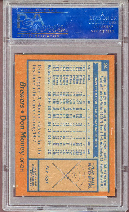 1978 TOPPS #024 DON MONEY BREWERS PSA 9 MINT 563993