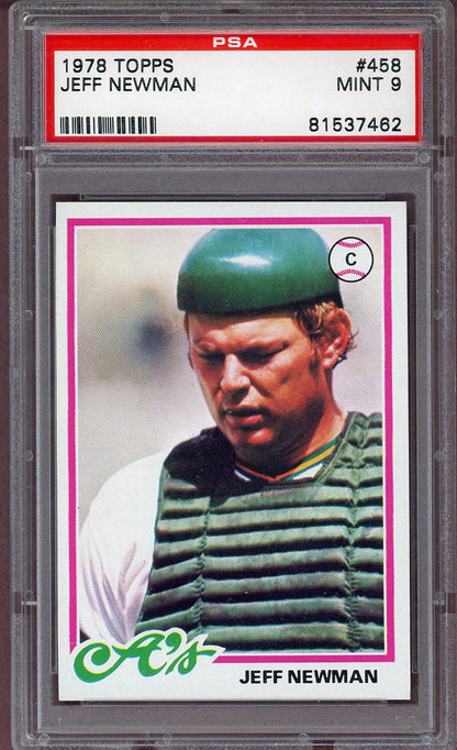 1978 TOPPS #458 JEFF NEWMAN A'S PSA 9 MINT 563995
