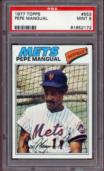 1977 TOPPS #552 PEPE MANGUAL METS PSA 9 MINT 563996