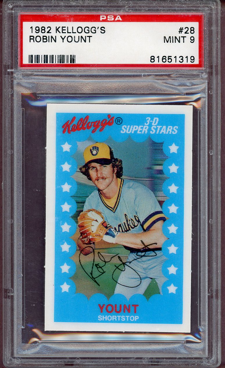 1982 KELLOGG'S #028 ROBIN YOUNT BREWERS PSA 9 MINT 563998