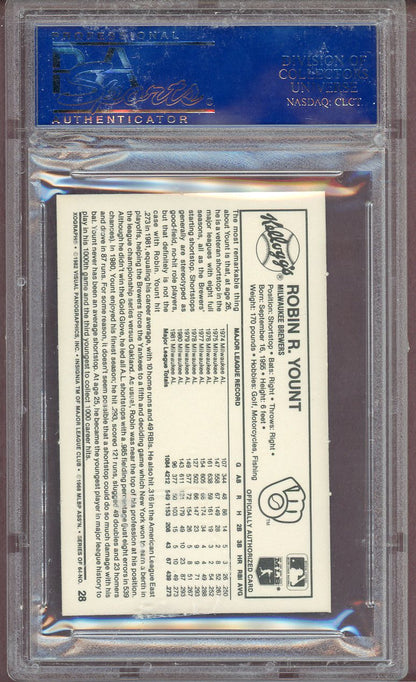 1982 KELLOGG'S #028 ROBIN YOUNT BREWERS PSA 9 MINT 563998