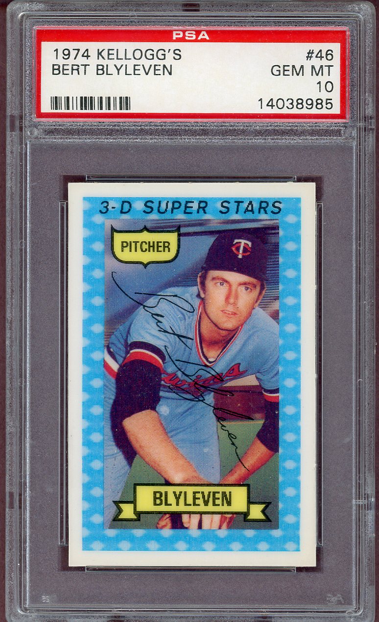 1974 KELLOGG'S #046 BERT BLYLEVEN TWINS PSA 10 GEM MT 563999