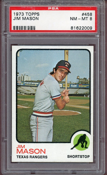 1973 TOPPS #458 JIM MASON RANGERS PSA 8 NM-MT 564006