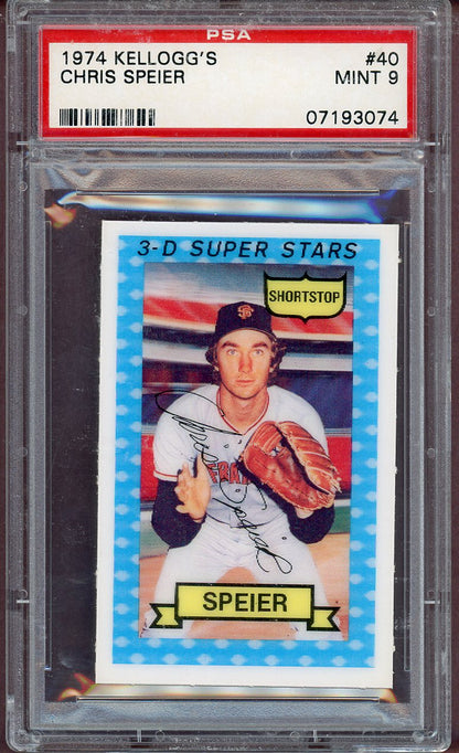1974 KELLOGG'S #040 CHRIS SPEIER GIANTS PSA 9 MINT 564010
