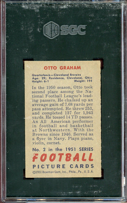 1951 BOWMAN #002 OTTO GRAHAM BROWNS SGC 5 EX 564014