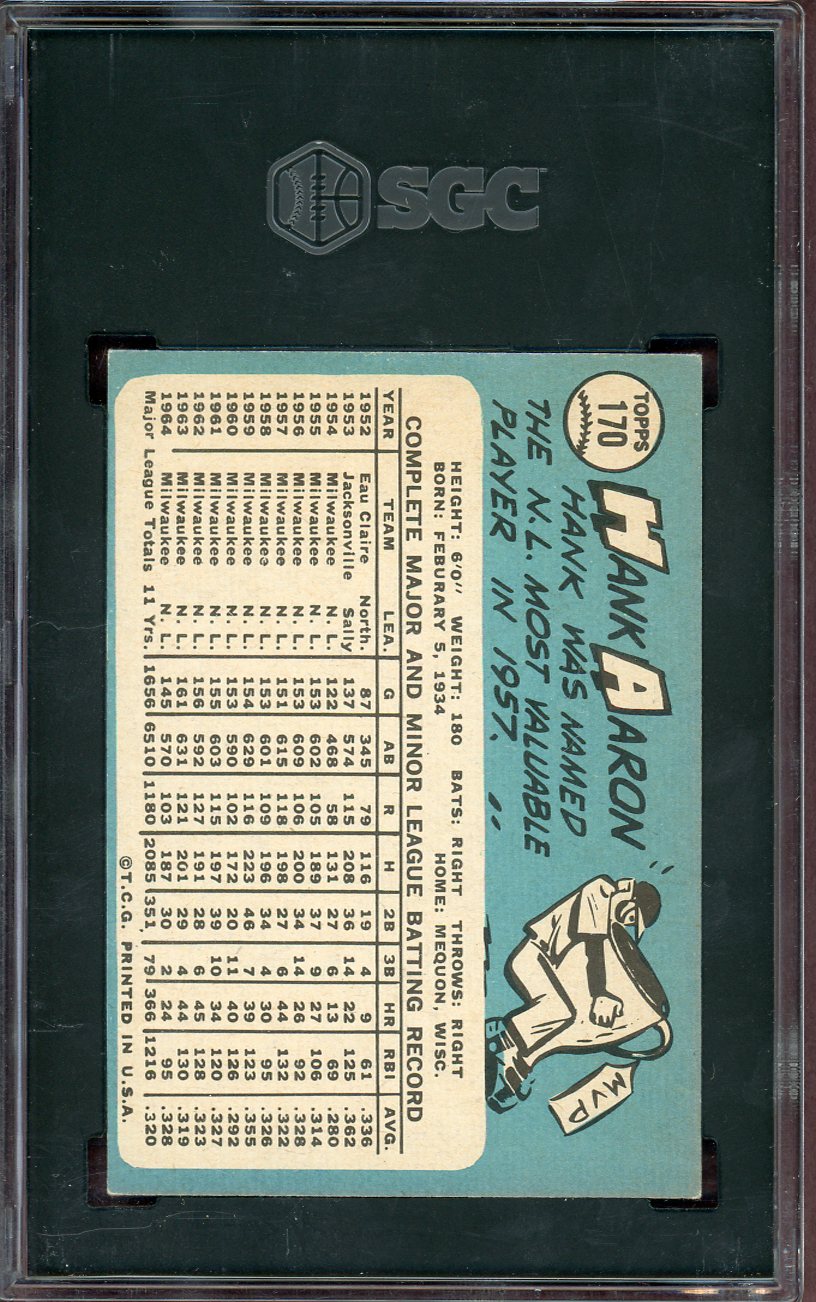 1965 TOPPS #`170 HANK AARON BRAVES SGC 6 EX-MT 564015