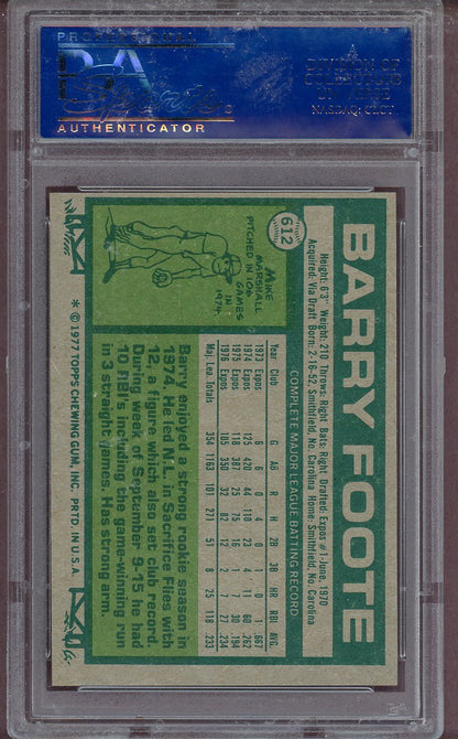 1977 TOPPS #612 BARRY FOOTE EXPOS PSA 9 MINT 564018