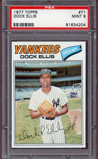 1977 TOPPS #071 DOCK ELLIS YANKEES PSA 9 MINT 564019