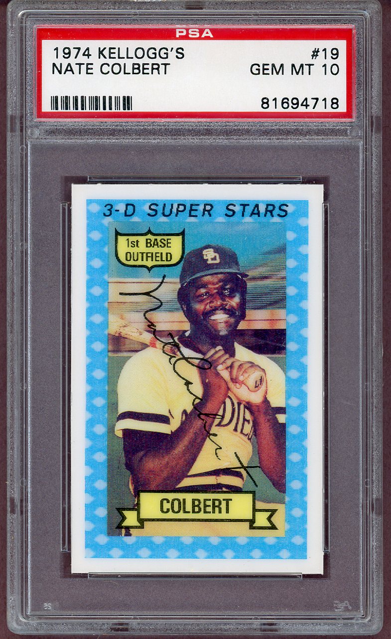 1974 Kelloggs Baseball #019 Nate Colbert Padres PSA 10 GEM MINT 564027