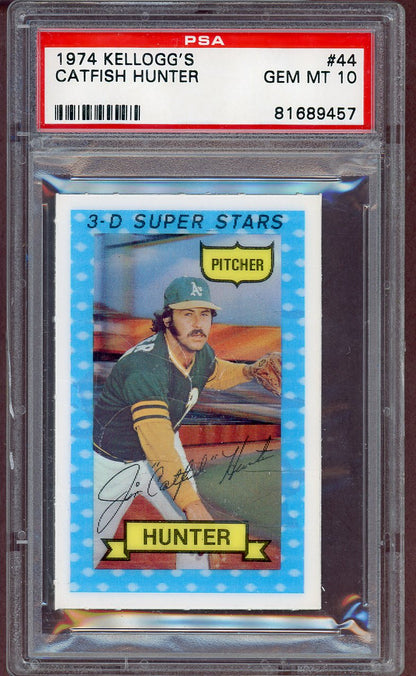 1974 Kelloggs Baseball #044 Catfish Hunter A's PSA 10 GEM MINT 564028
