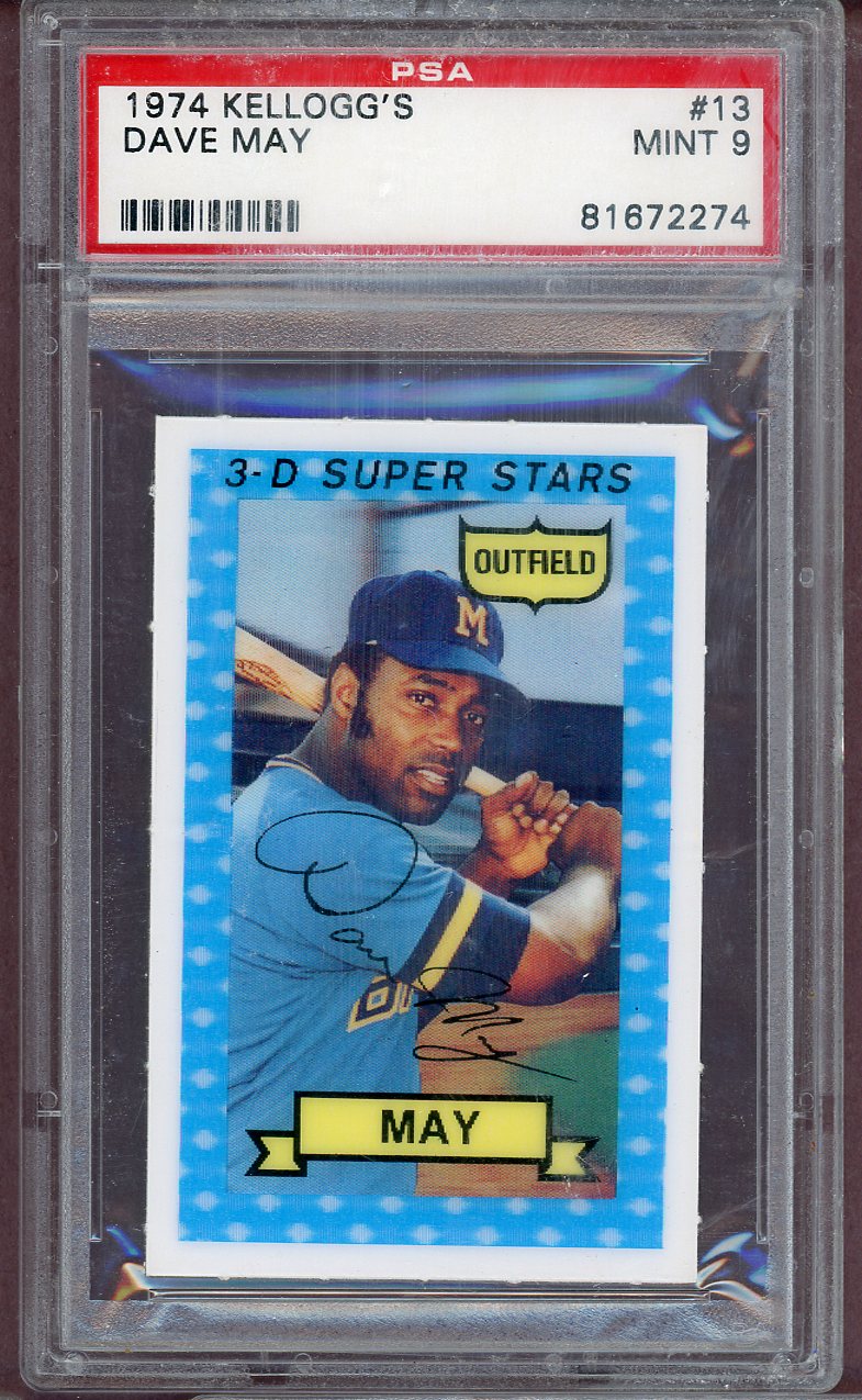 1974 Kelloggs Baseball #013 Dave May Brewers PSA 9 MINT 564030