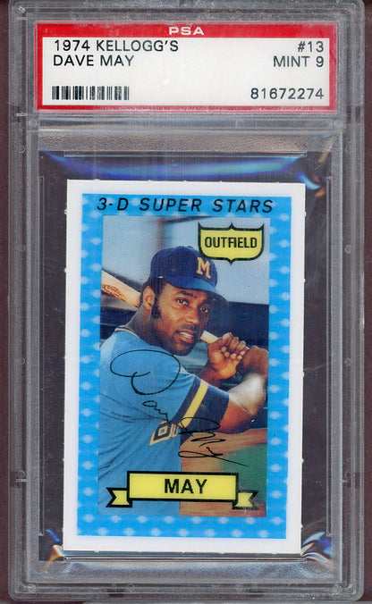 1974 Kelloggs Baseball #013 Dave May Brewers PSA 9 MINT 564030