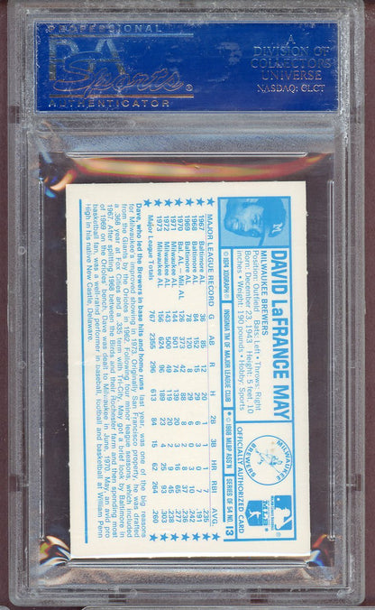 1974 Kelloggs Baseball #013 Dave May Brewers PSA 9 MINT 564030