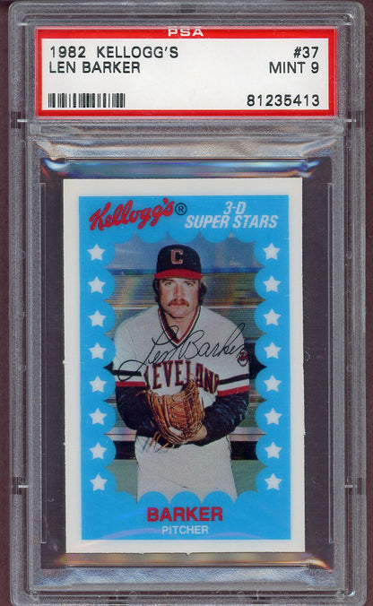 1982 Kelloggs #037 Len Barker Indians PSA 9 MINT 564032