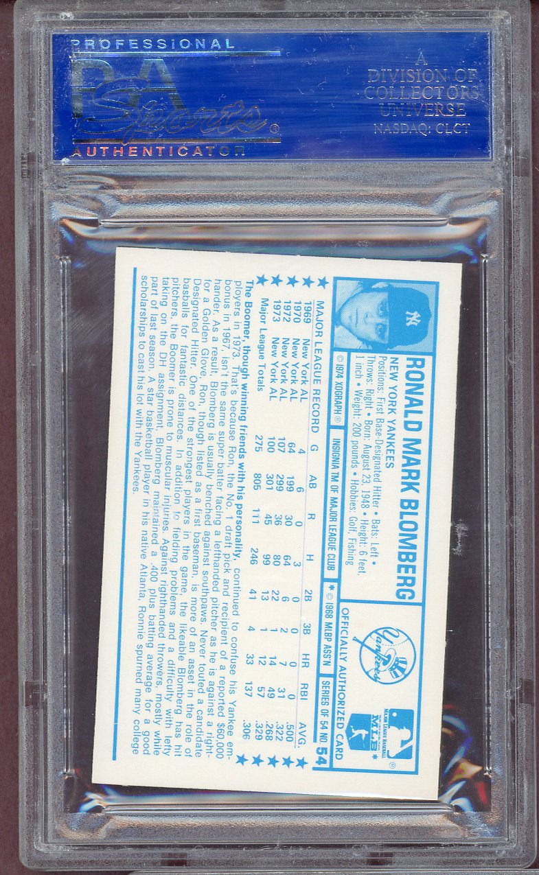 1974 Kelloggs Baseball #054 Ron Blomberg Yankees PSA 9 MINT 564033