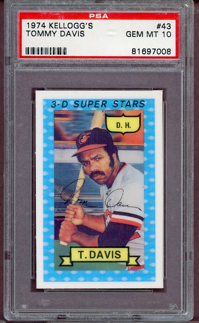 1974 Kelloggs Baseball #043 Tommy Davis Orioles PSA 10 GEM MINT 564046