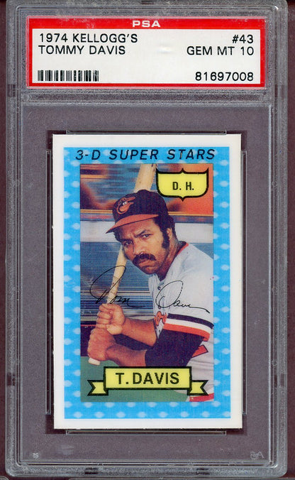 1974 Kelloggs Baseball #043 Tommy Davis Orioles PSA 10 GEM MINT 564046