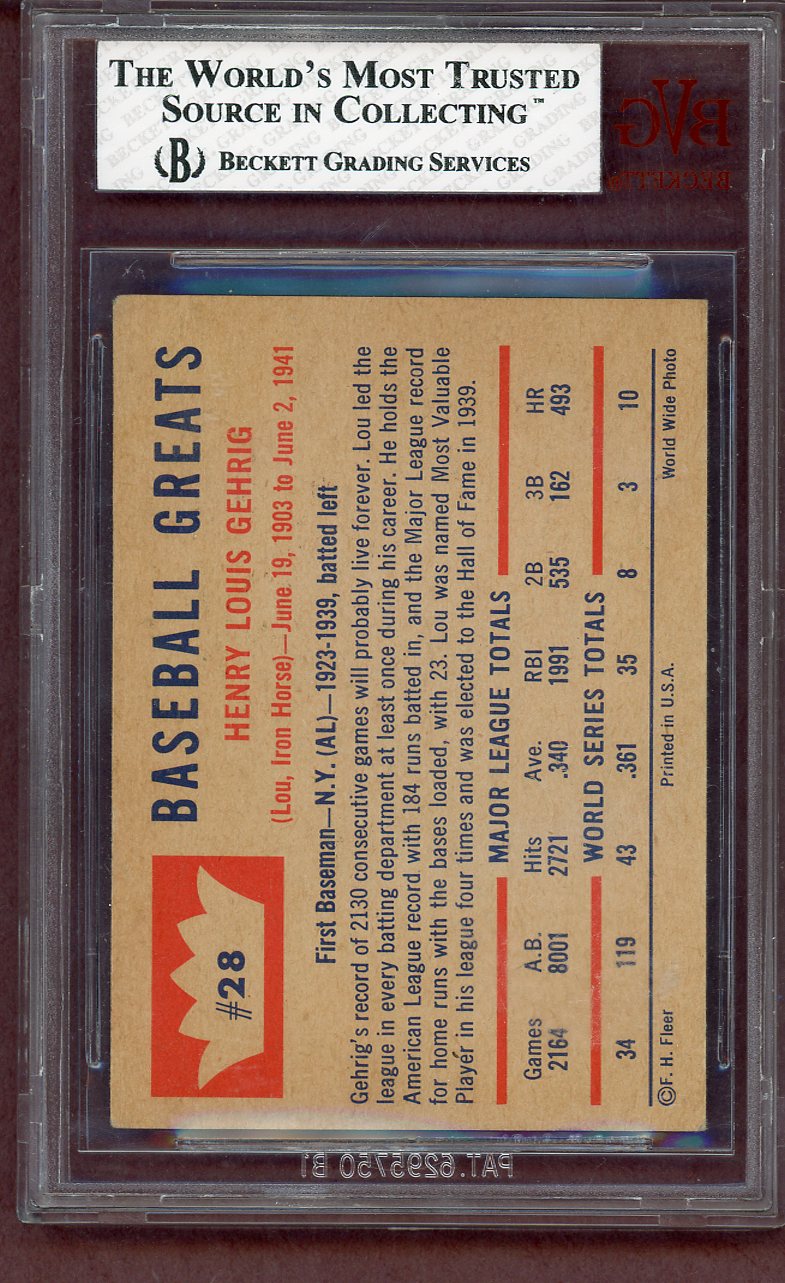 1960 FLEER #028 LOU GEHRIG YANKEES BVG 4.5 VG-EX+ 564051