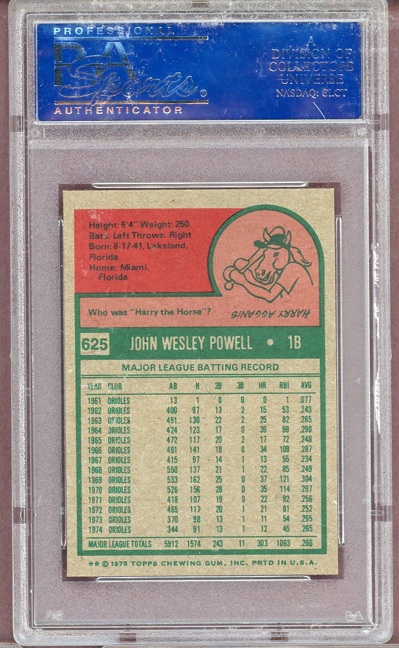 1975 TOPPS MINI #625 BOOG POWELL ORIOLES PSA 8 NM-MT 564058