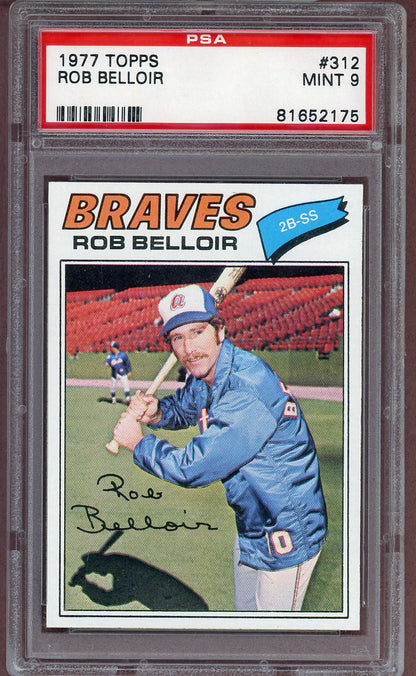 1977 TOPPS #312 ROB BELLOIR BRAVES PSA 9 MINT 564060