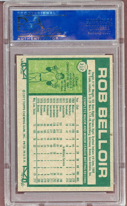 1977 TOPPS #312 ROB BELLOIR BRAVES PSA 9 MINT 564060