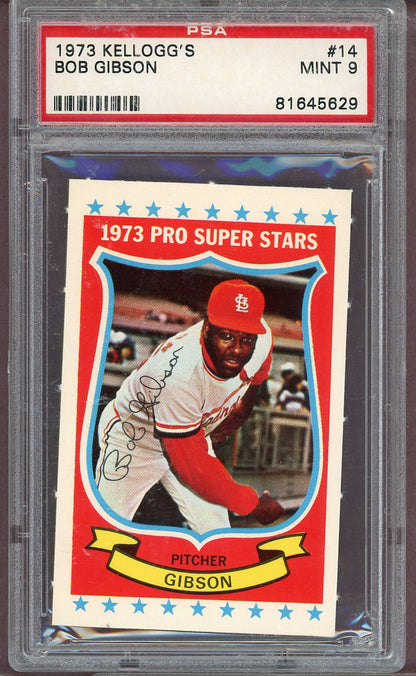 1973 KELLOGG'S #014 BOB GIBSON CARDINALS PSA 9 MINT 564062