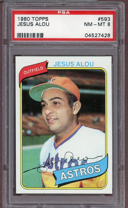 1980 TOPPS #593 JESUS ALOU ASTROS PSA 8 NM-MT 564064