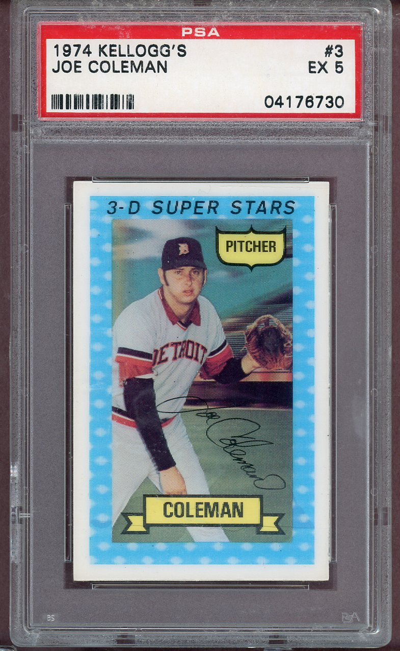 1974 KELLOGG'S #003 JOE COLEMAN TIGERS PSA 5 EX 564066