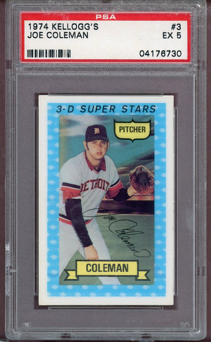 1974 KELLOGG'S #003 JOE COLEMAN TIGERS PSA 5 EX 564066